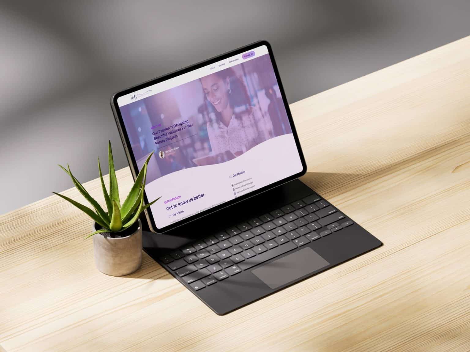 mockup of portfolio website wp developer agency on an ipad
